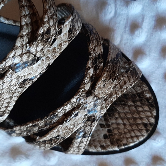 Snakeskin Strappy Sandals with Heel - Picture 3 of 5
